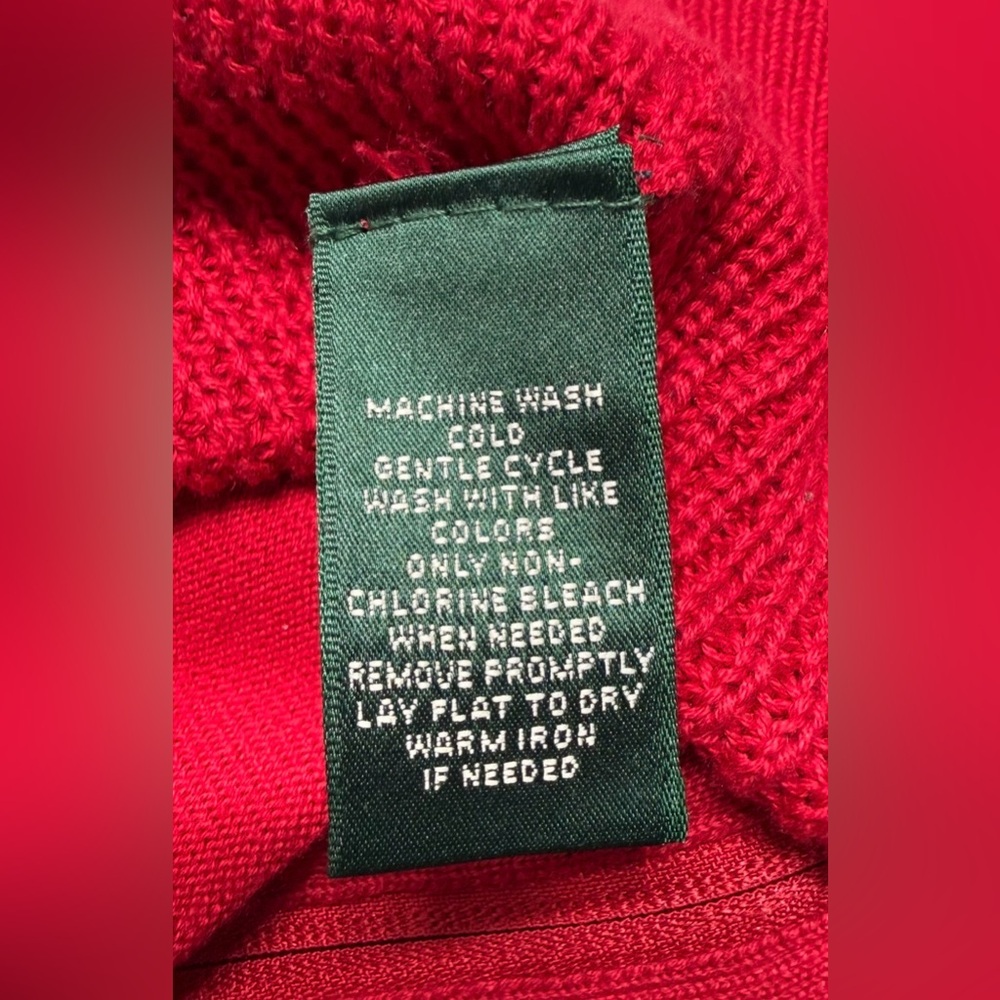 VINTAGE L-RL LAUREN ACTIVE RALPH LAUREN RED KNIT FULL ZIP MOCK NECK SWEATER SZ:L - Picture 8 of 10